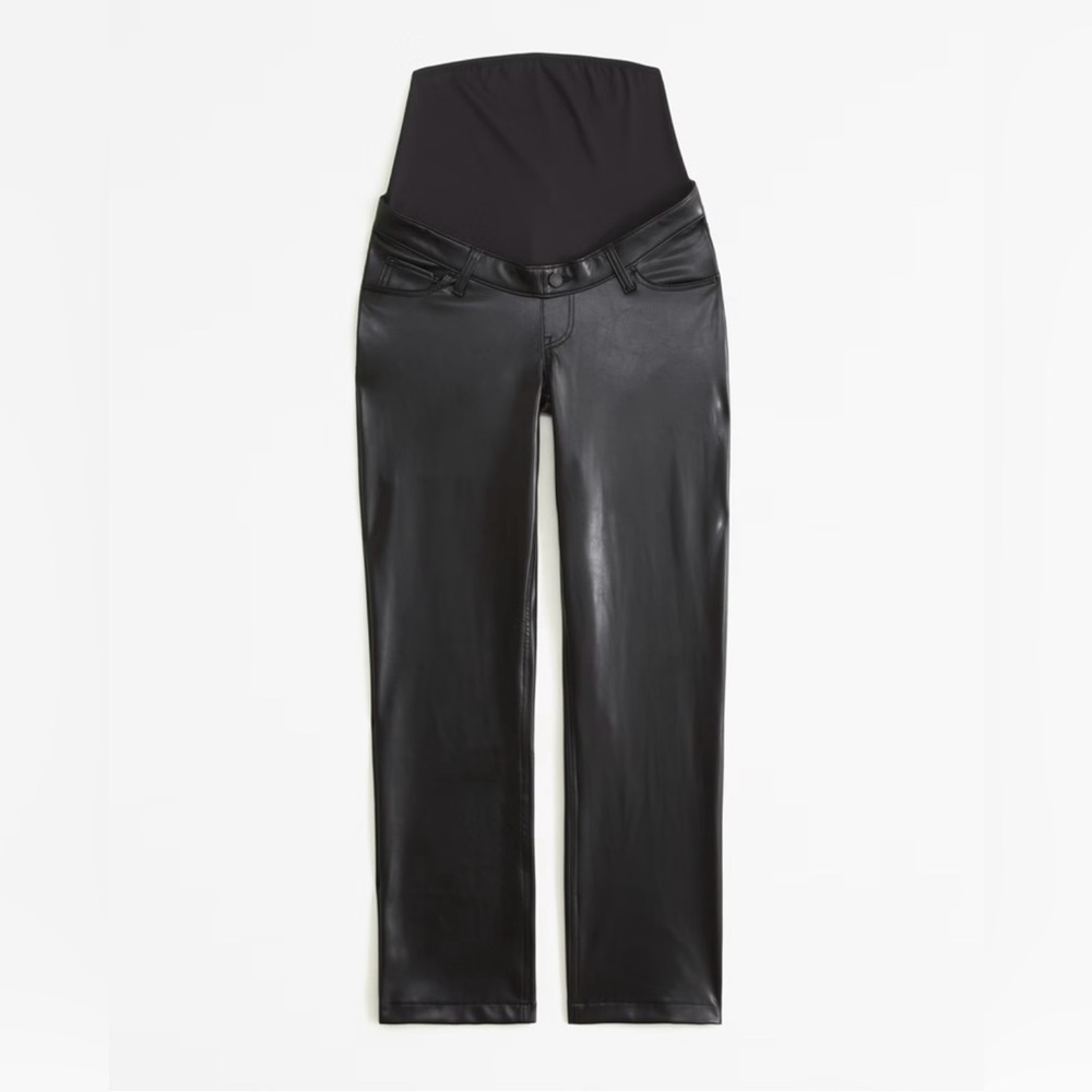 Abercrombie & Fitch Black Faux Leather Maternity Bootcut Pants